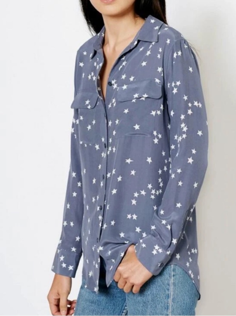 Equipment Silk Star Print Button Blouse Size XS A34